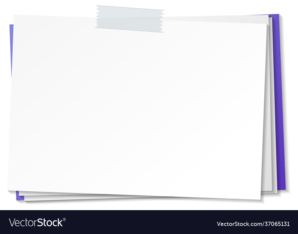 Empty paper note template stick with tape vector image Empty paper note template stick with tape