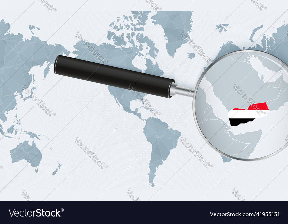 Enlarged map of yemen on america centered world