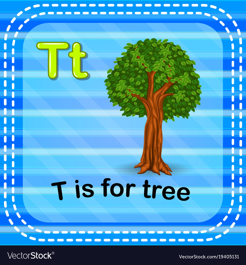 Flashcard letter t is for tree Royalty Free Vector Image