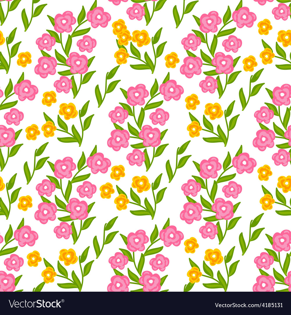 Floral seamless pattern with pink and yellow