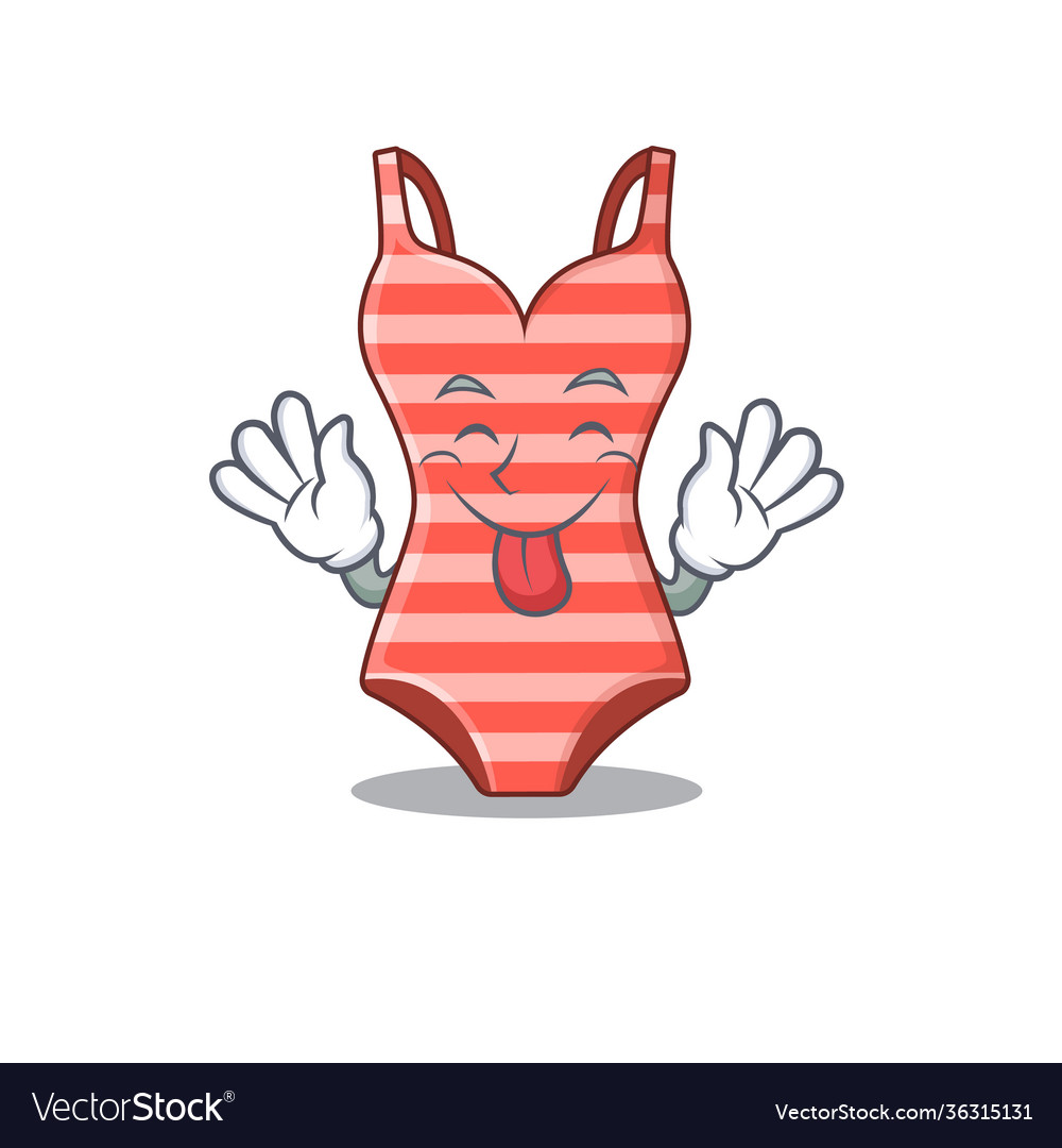 Funny swimsuit cartoon design with tongue out face