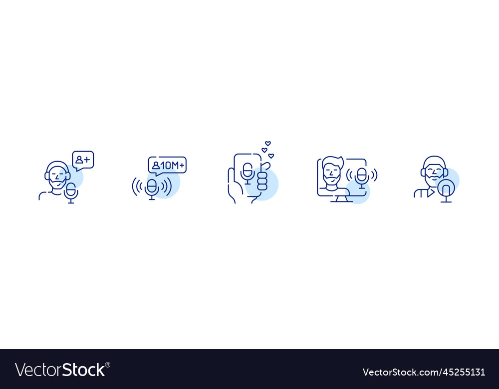 Guy podcast blogger icons set pixel perfect vector image Guy podcast blogger icons set pixel perfect