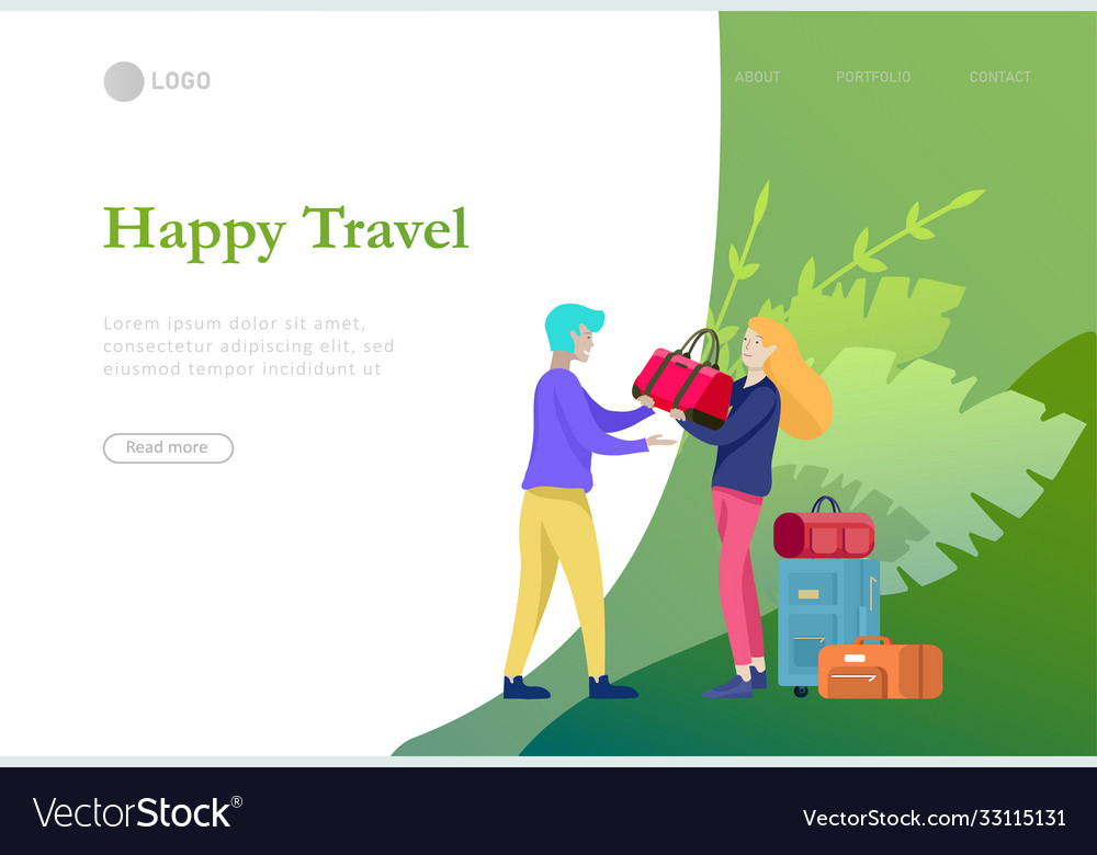 Landing page template with people travel