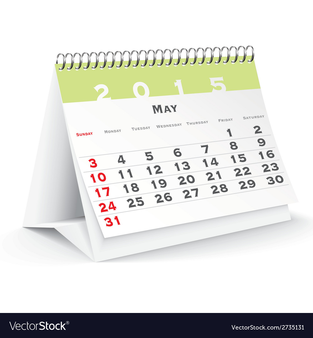 May 2015 Desk Calendar Royalty Free Vector Image