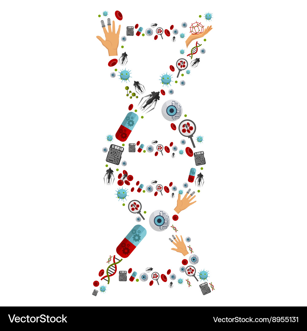 Nanotechnology icon flat set Royalty Free Vector Image