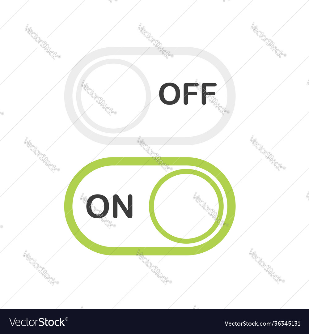 On and off toggle switch buttons modern flat vector image On and off toggle switch buttons modern flat