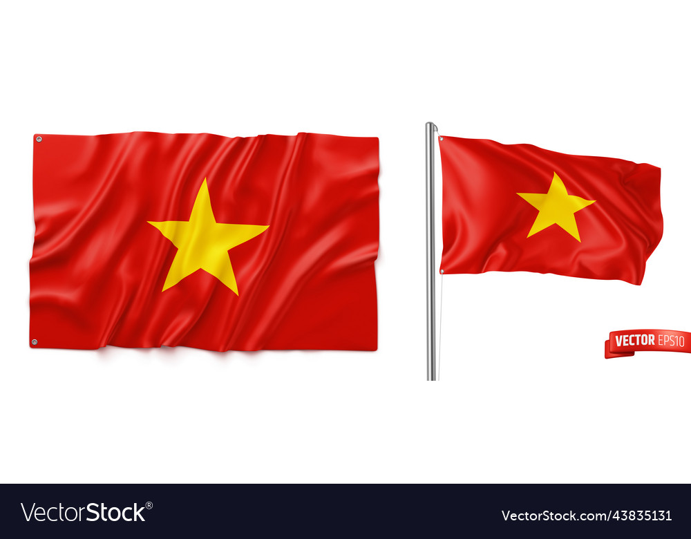 Realistic vietnamese flags Royalty Free Vector Image