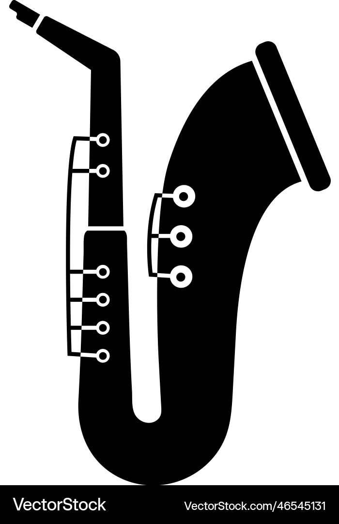 Saxophone instrument with mouthpiece Royalty Free Vector