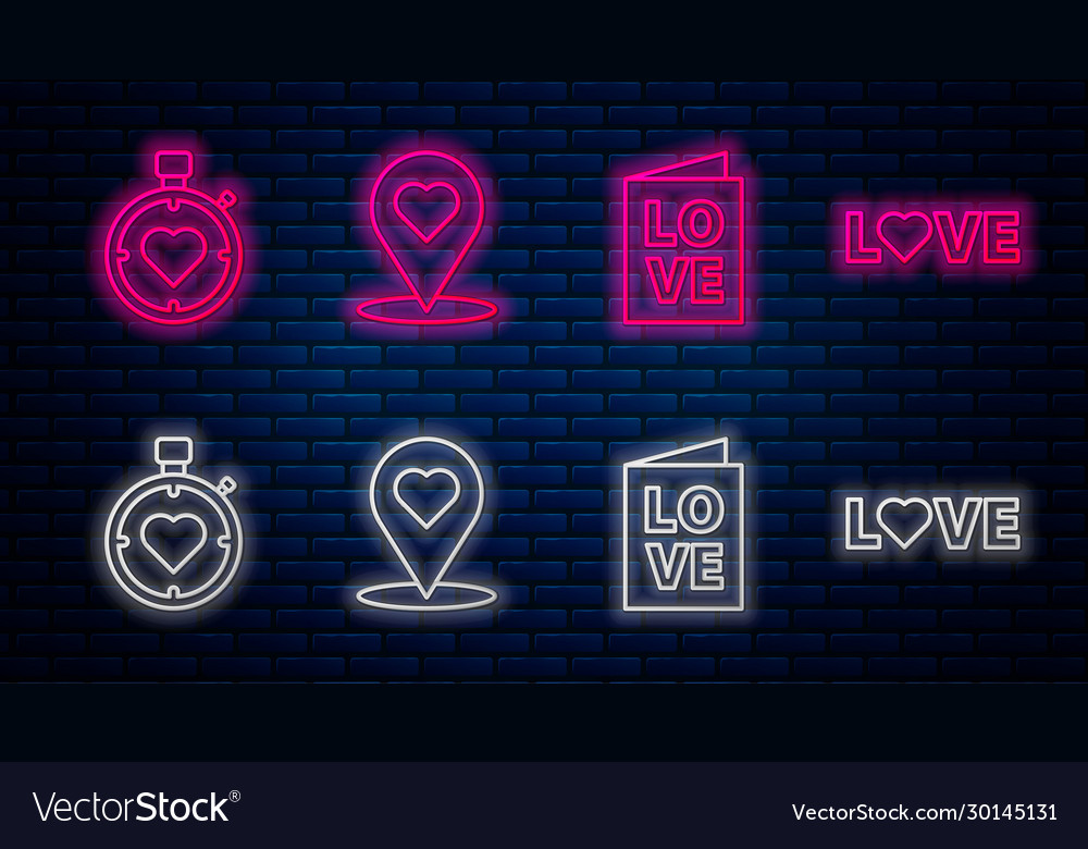 Set line map pointer with heart valentines day vector image Set line map pointer with heart valentines day