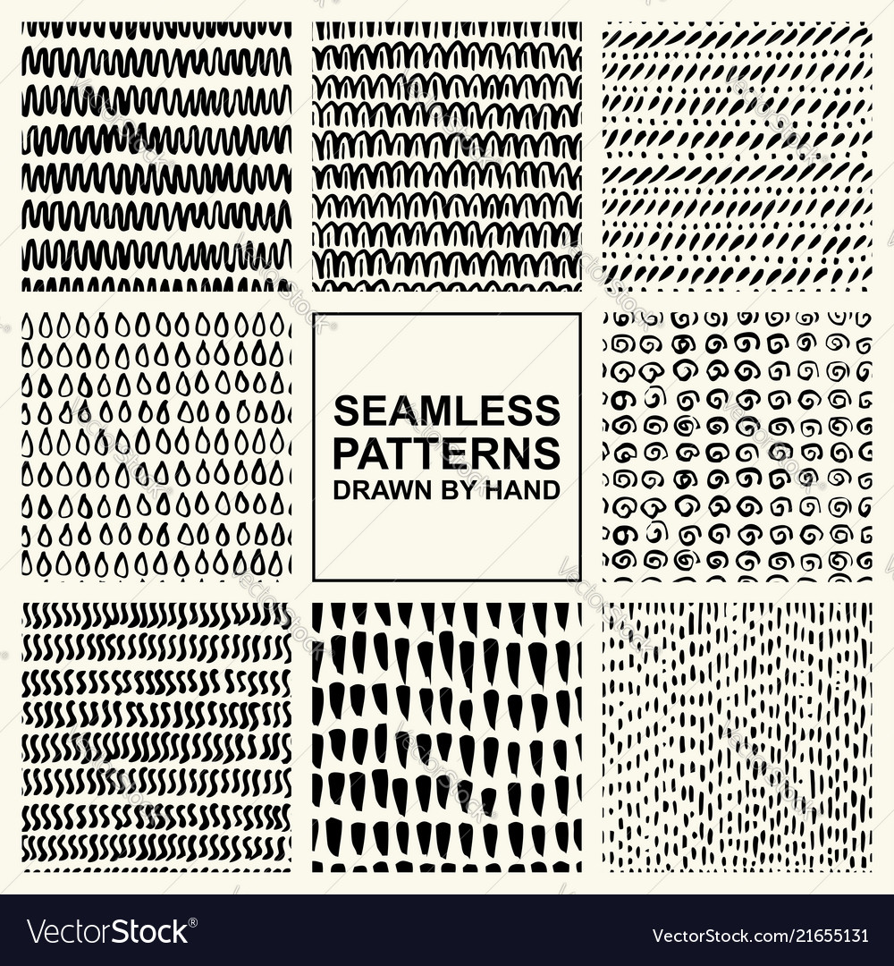 Set of hand drawn seamless pattern Royalty Free Vector Image