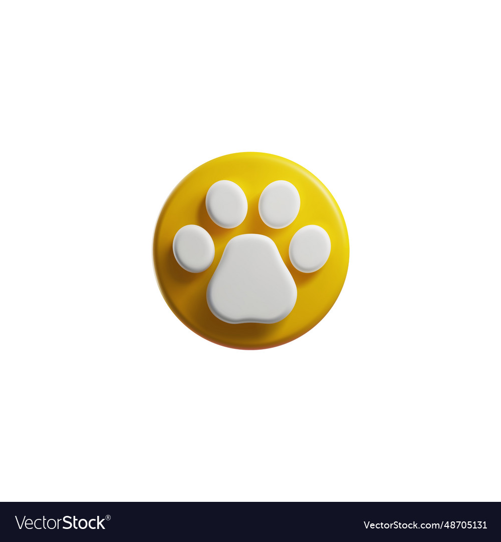 Yellow round shape with cat paw print 3d style