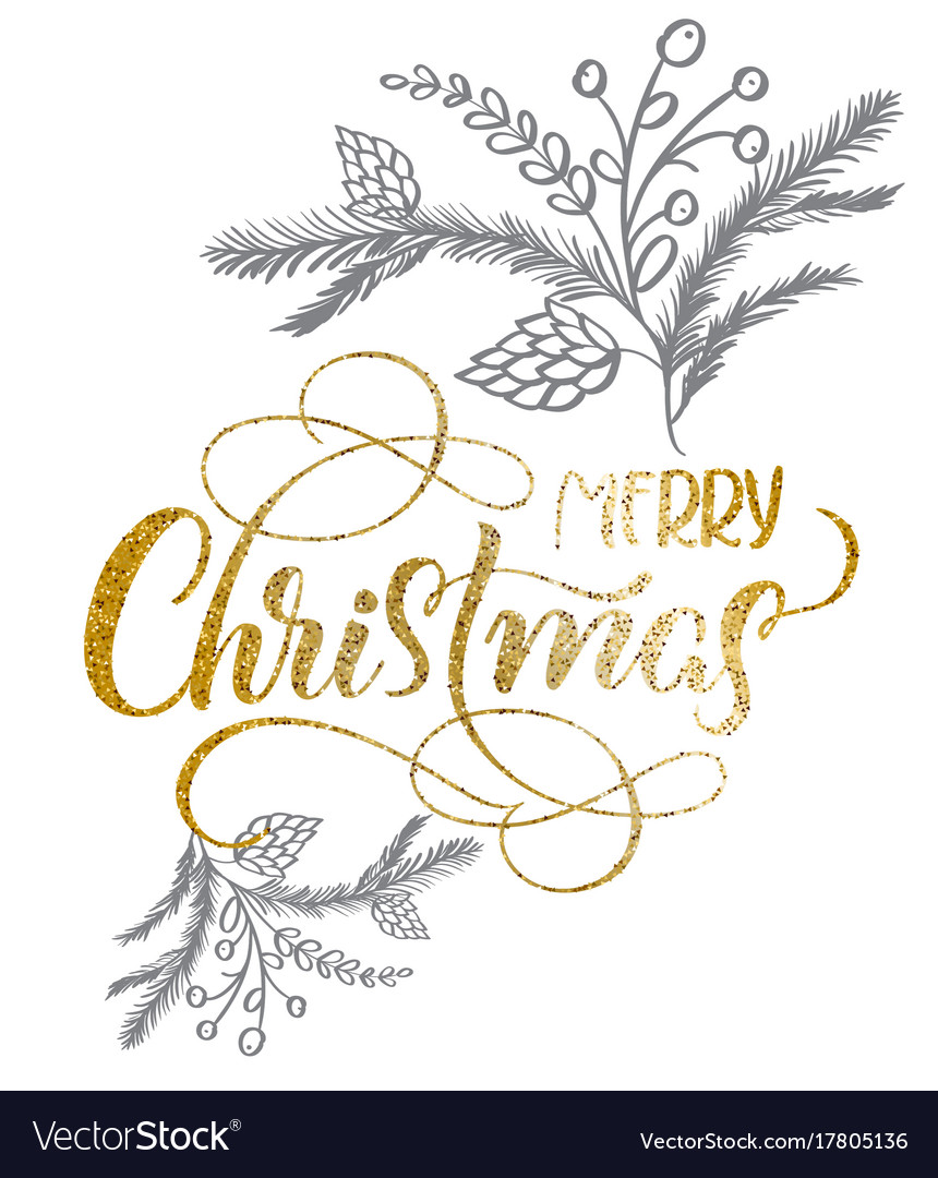 Calligraphy text merry christmas with flourish Vector Image