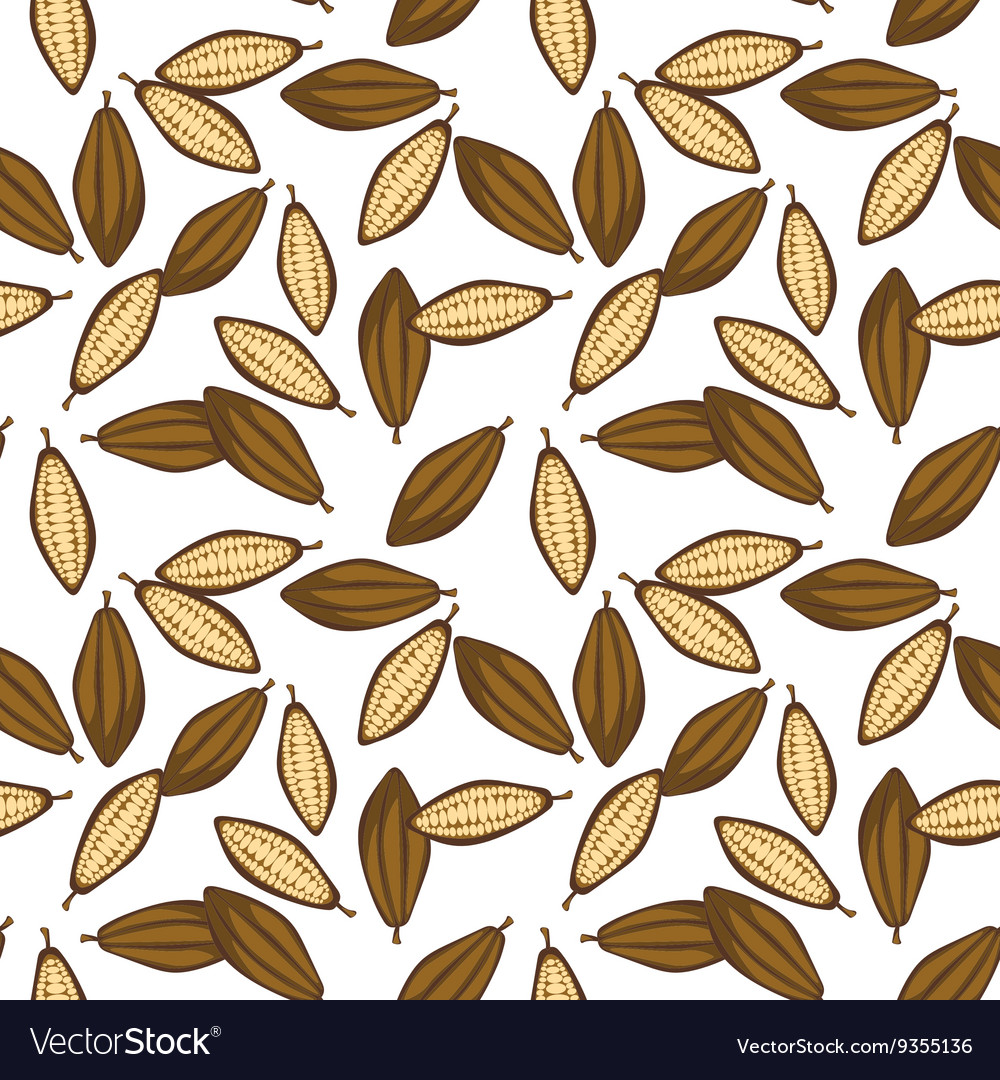 Cocoa beans seamless pattern chocolate background