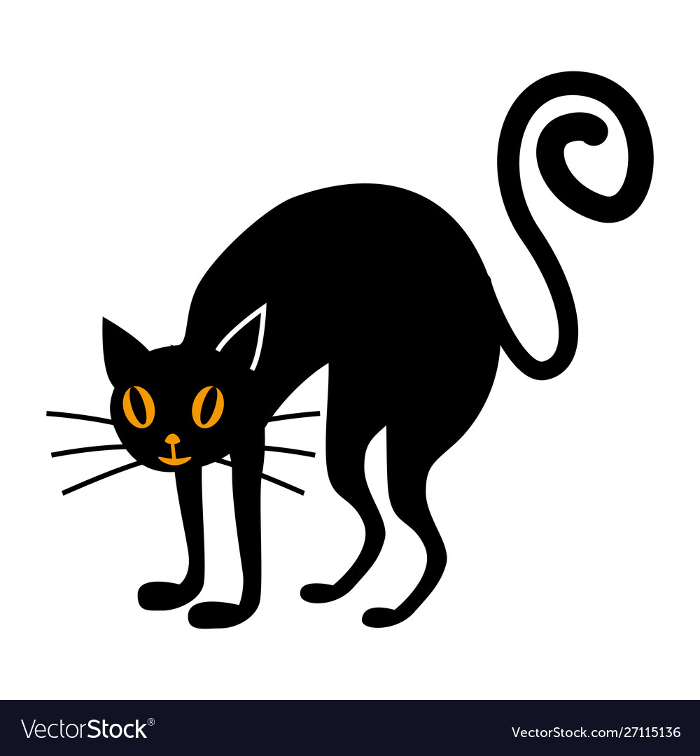 Halloween black cat flat single icon Royalty Free Vector