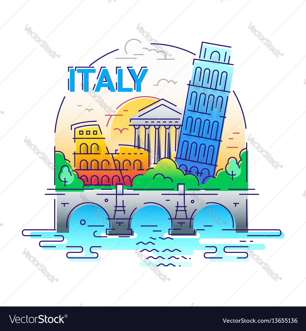 Italy - modern line travel Royalty Free Vector Image