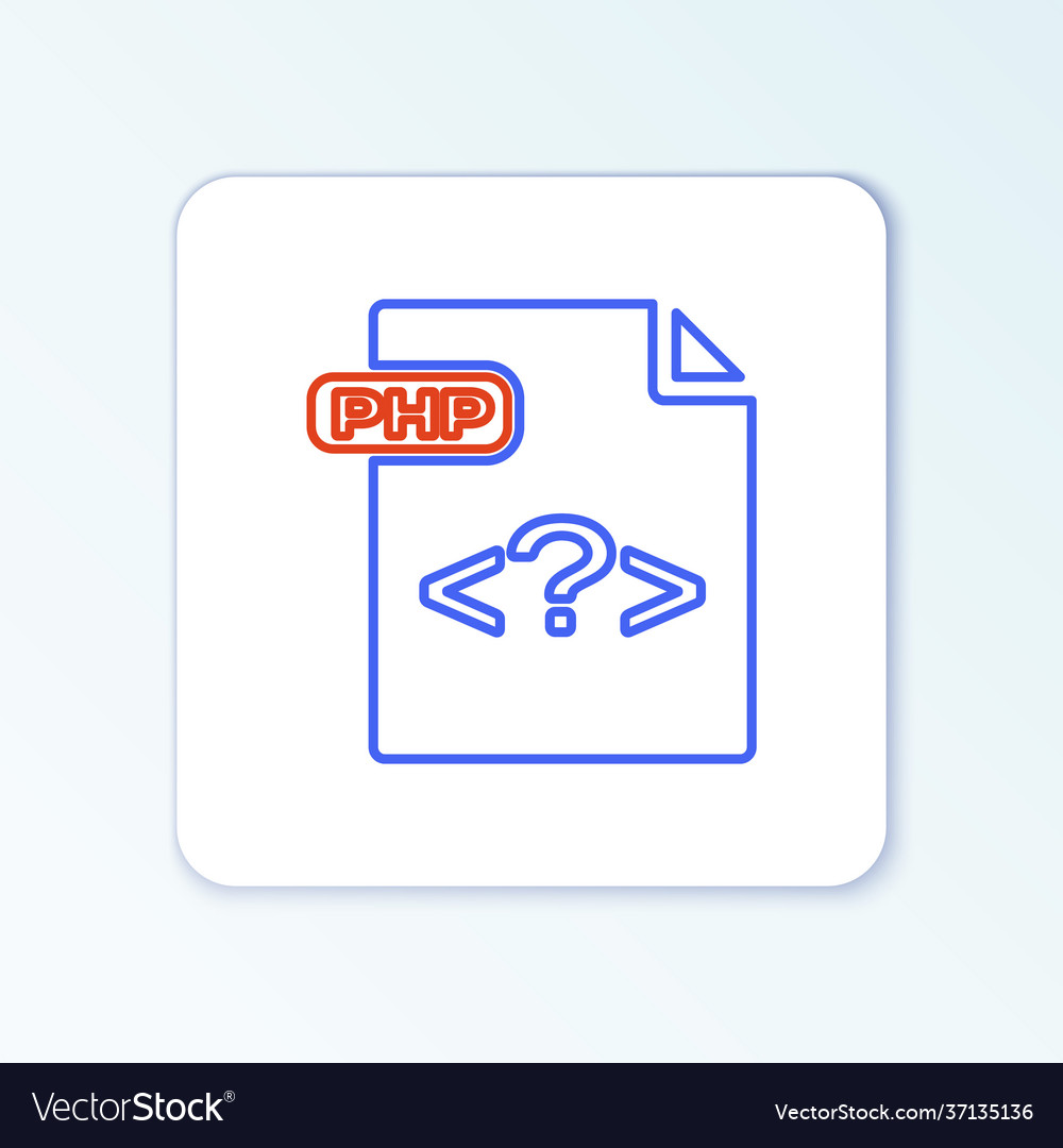 Line php file document download button icon vector image Line php file document download button icon
