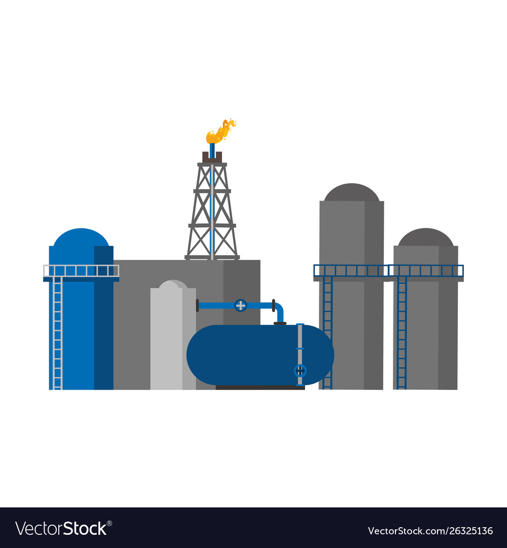 Ölraffinerie Gasfabrik Cartoon vector image Ölraffinerie Gasfabrik Cartoon