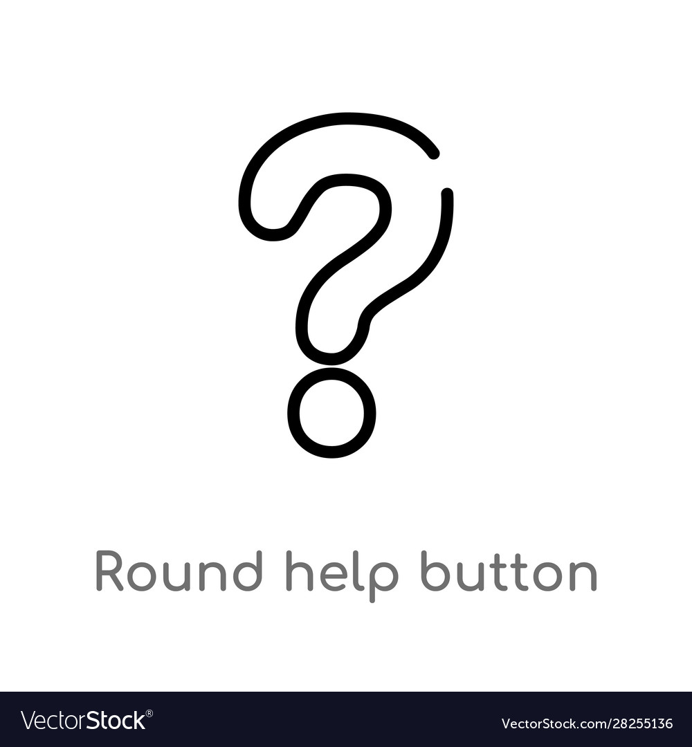 Outline round help button icon isolated black