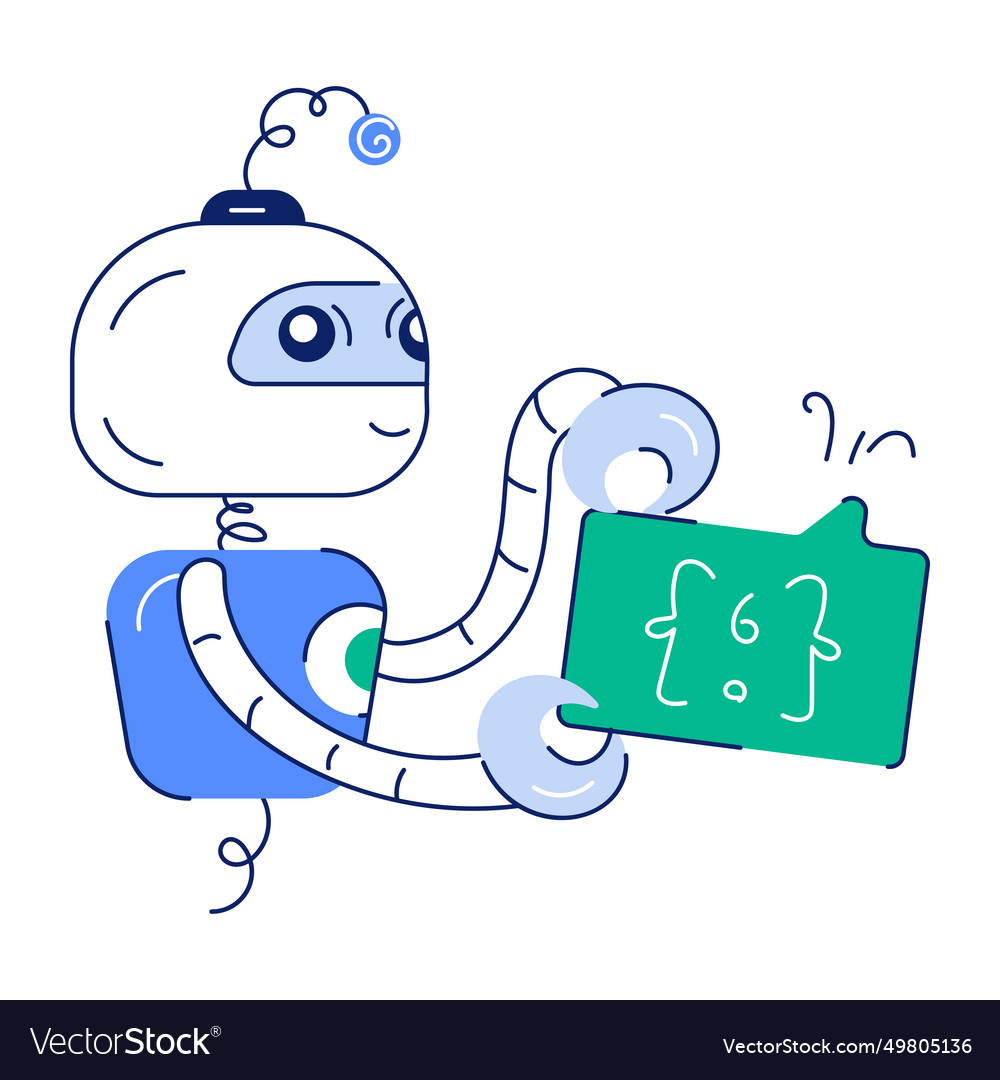 Programming bot hand drawn mini Royalty Free Vector Image