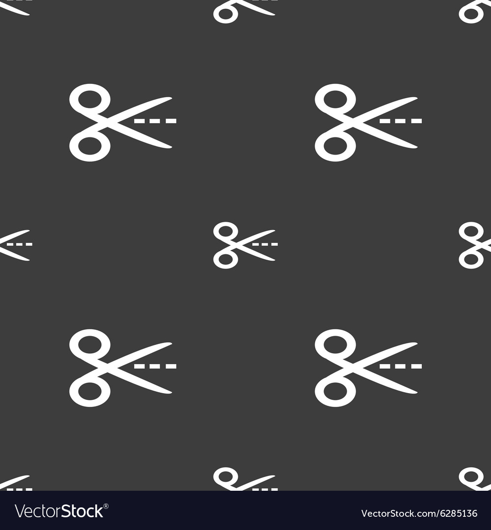 Scissors with cut dash dotted line sign icon