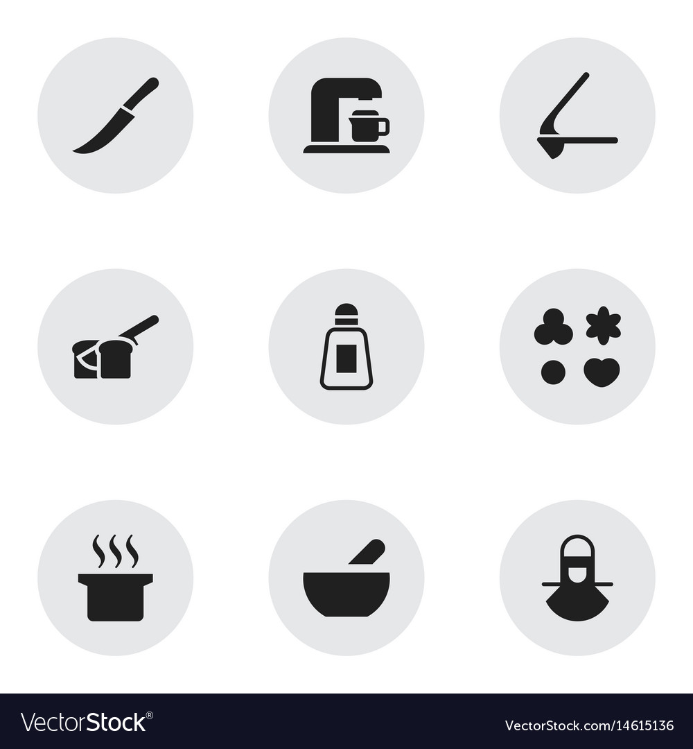 Set of 9 editable cook icons includes symbols