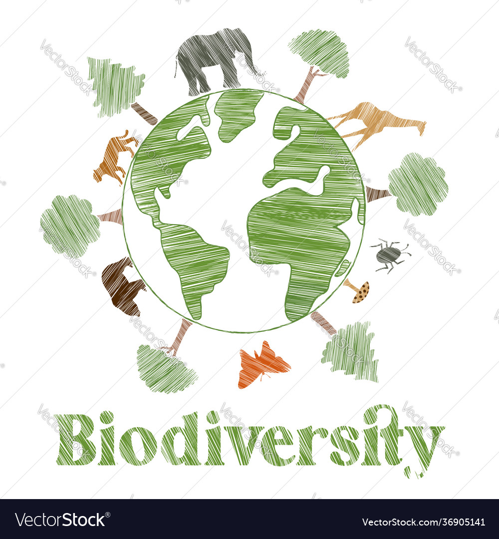 Biodiversity concept wild animal tree planet Vector Image