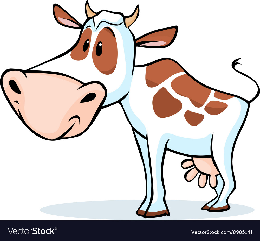 Cow character standing isolated on white Vector Image