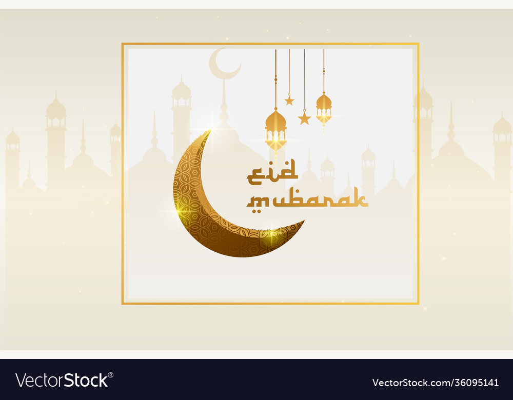 Eid mubarak template islamic ornate greeting Vector Image