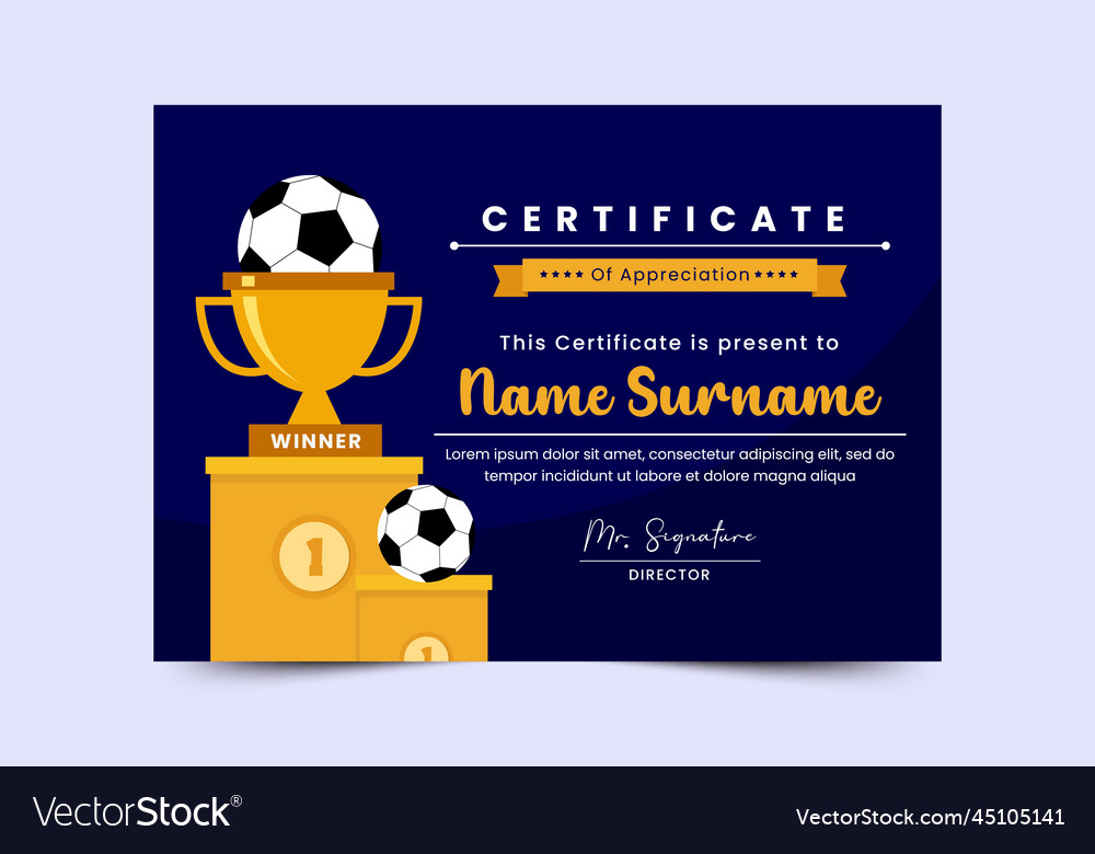 Football tournament sport event certificate