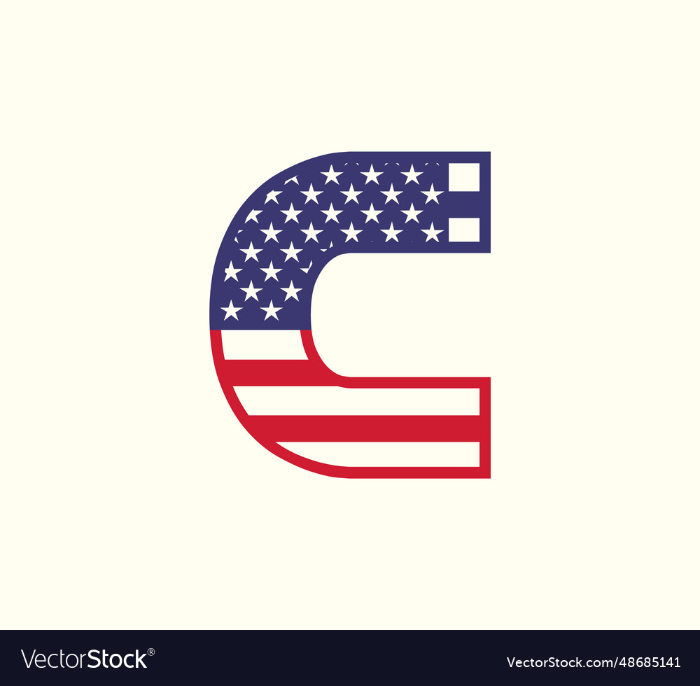 Letter c capital american flag logo