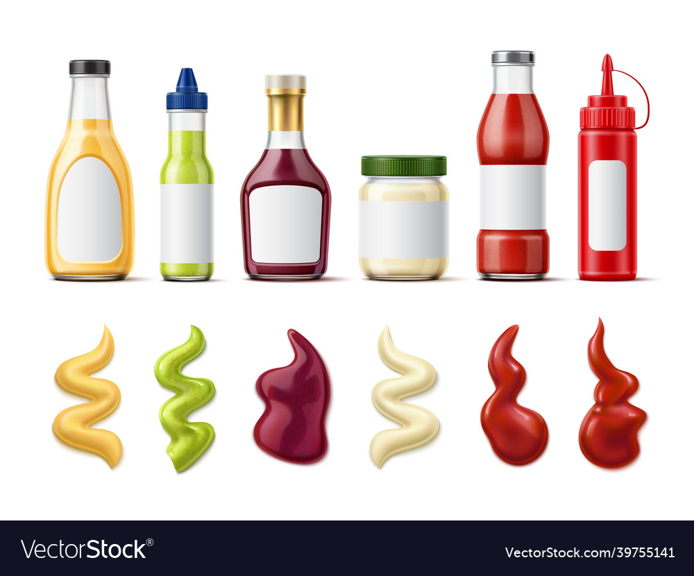Realistic sauce bottle with splash meal dressing