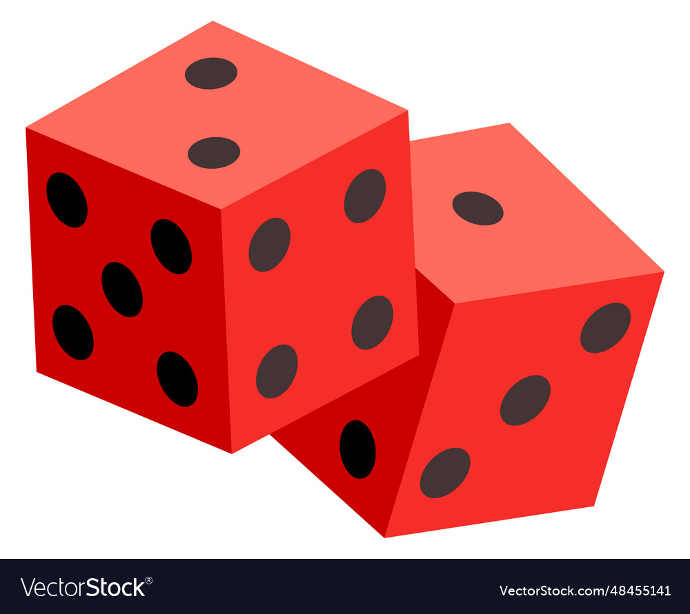 Red dices icon gambling cubes chance symbol Vector Image