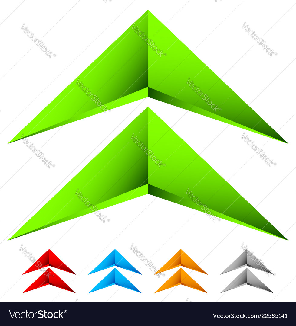Sharp edgy 3d arrow icon in more color with bevel vector image Sharp edgy 3d arrow icon in more color with bevel