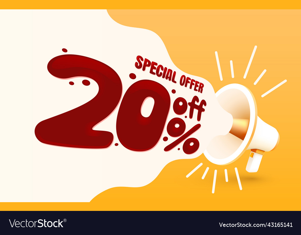Special offer 20 percent big sale banner label vector image Special offer 20 percent big sale banner label