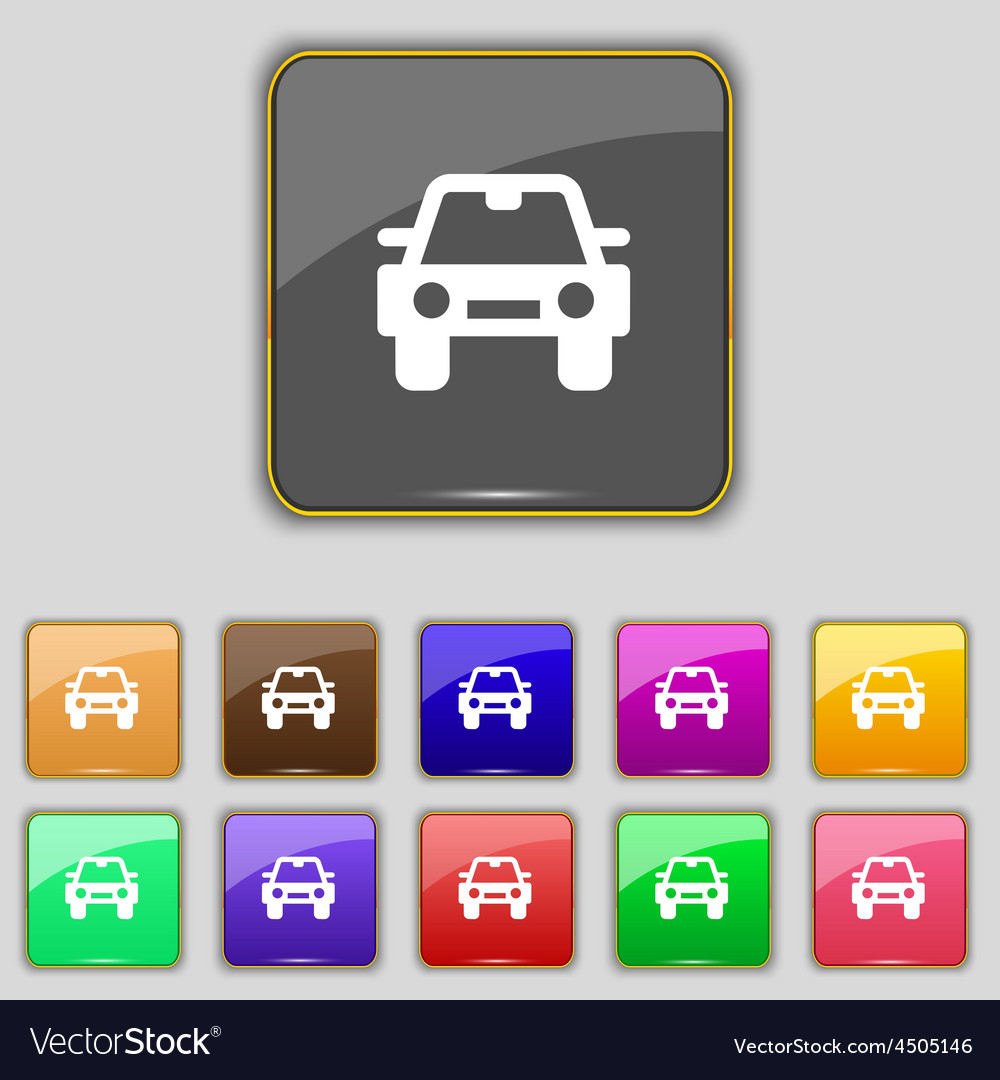 Auto icon sign set with eleven colored buttons