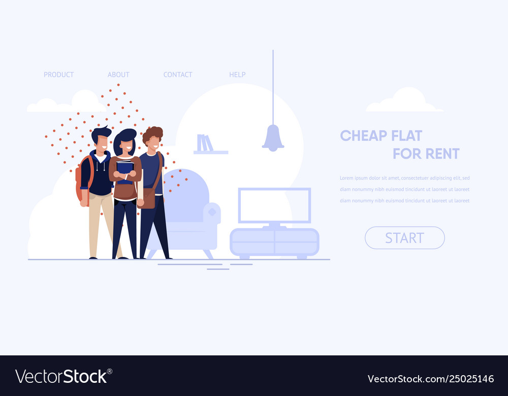 Banner Is Written Cheap Flat For Rent Cartoon Vector Image