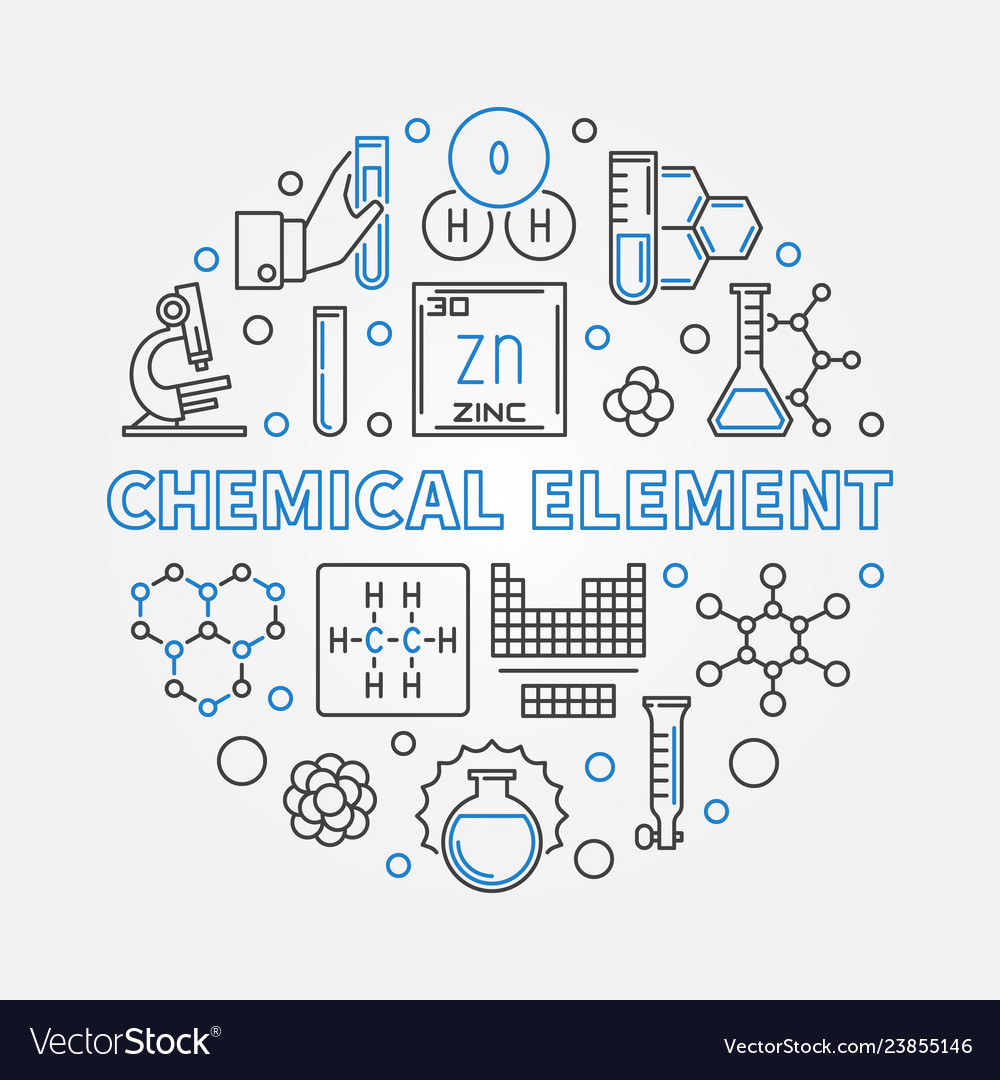 Chemical element round outline Royalty Free Vector Image