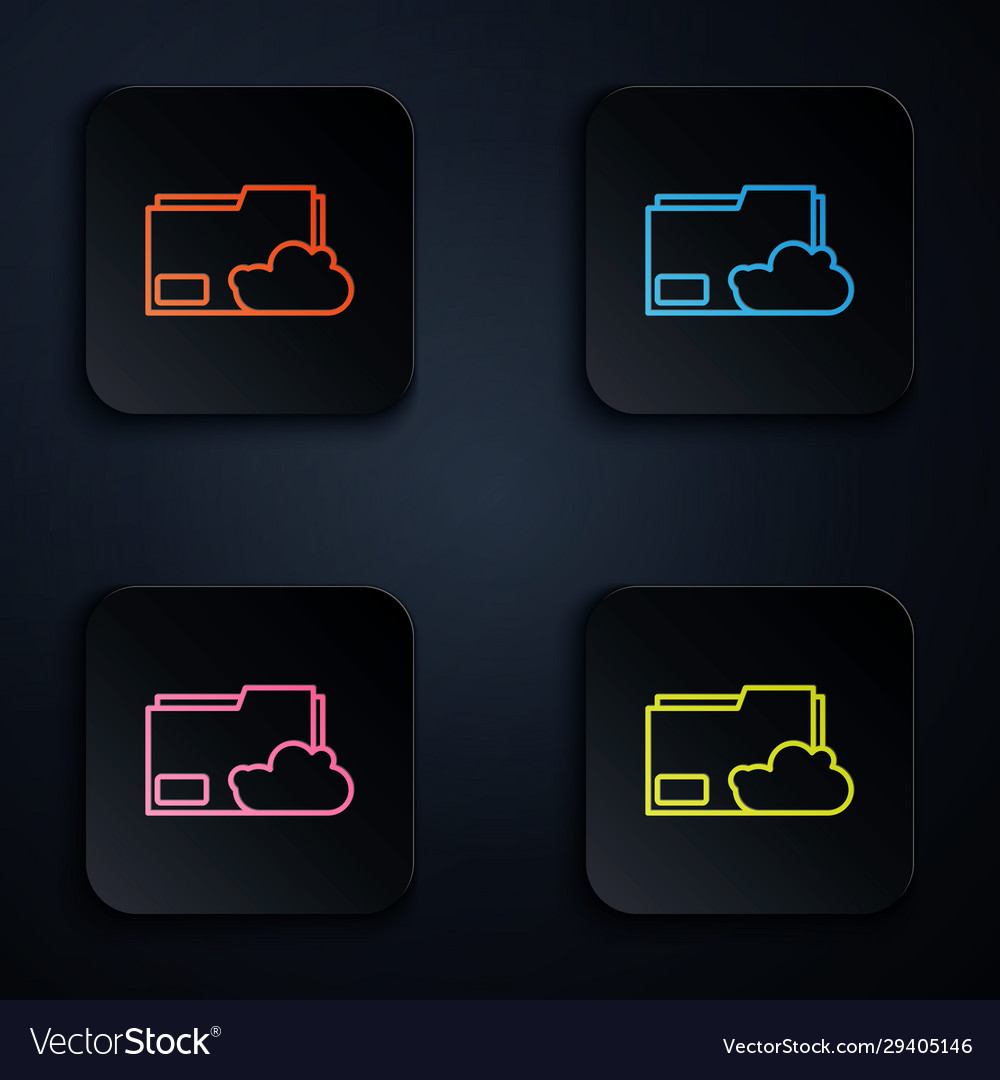 Color neon line cloud storage text document folder