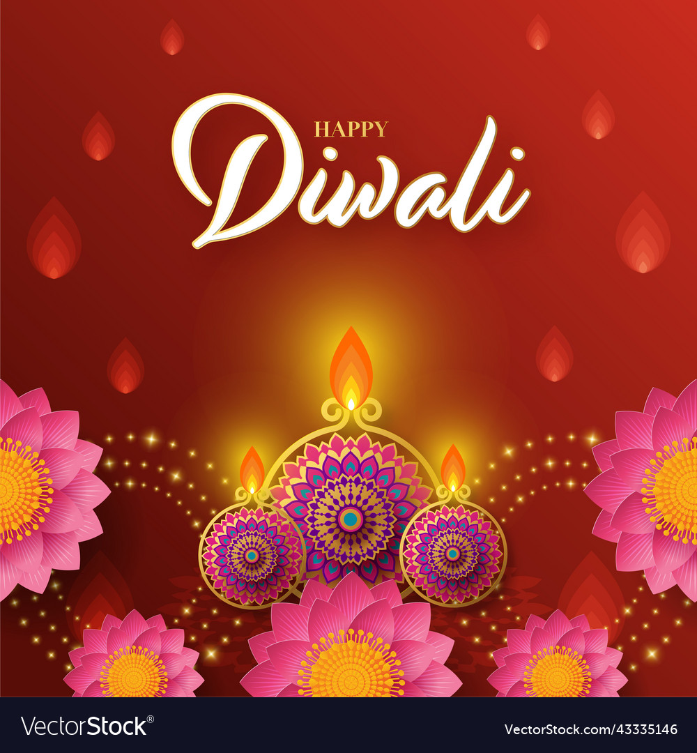 Happy diwali deepavali the indian festival Vector Image