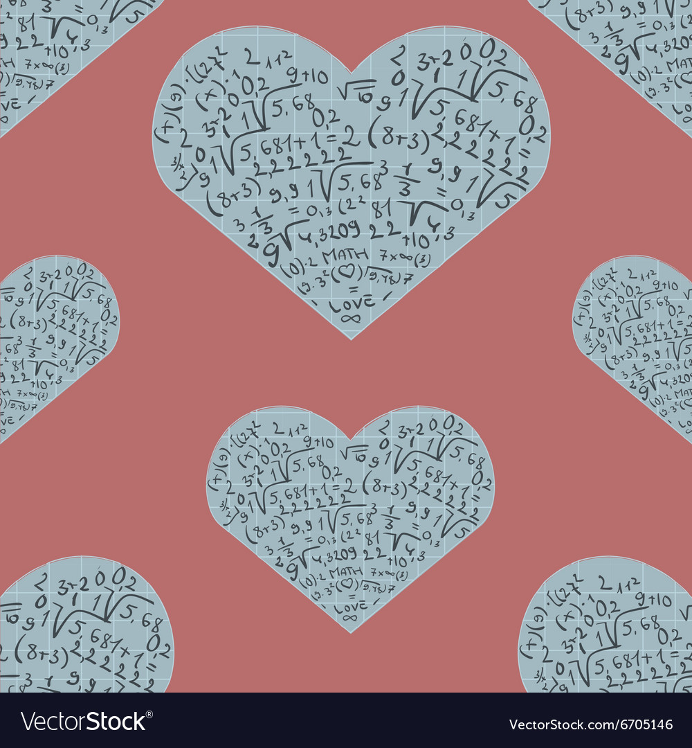 Seamless pattern with mathematics formula on heart