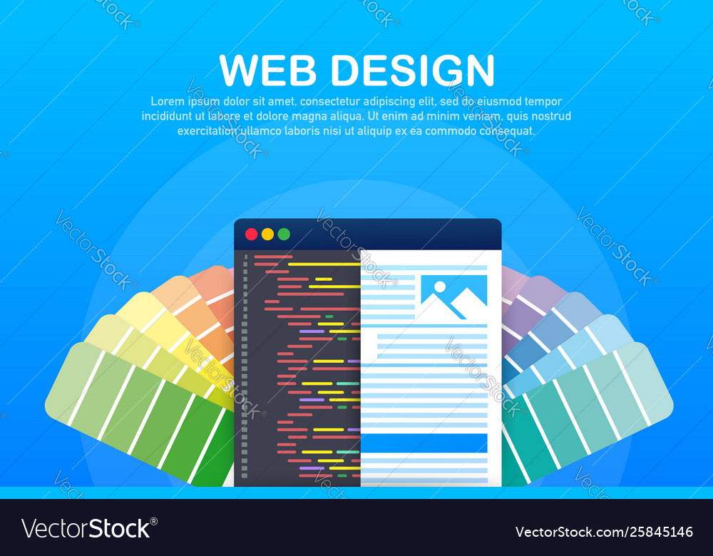 Web design concept creating websites designed vector image Web design concept creating websites designed