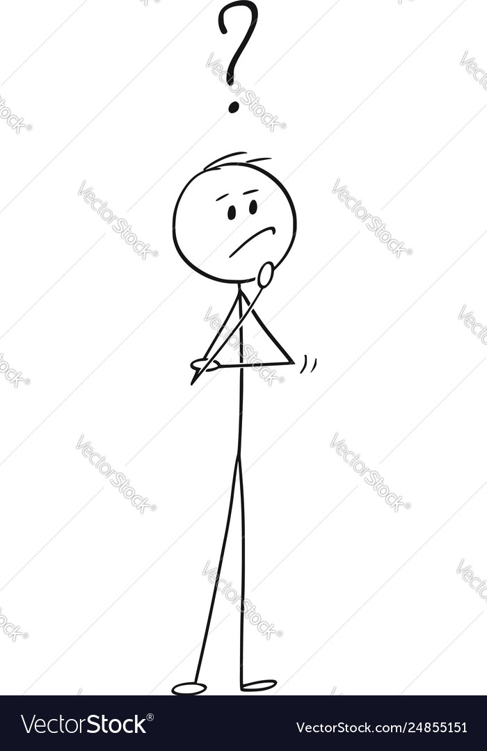 Cartoon Man Or Businessman Thinking About Vector Image