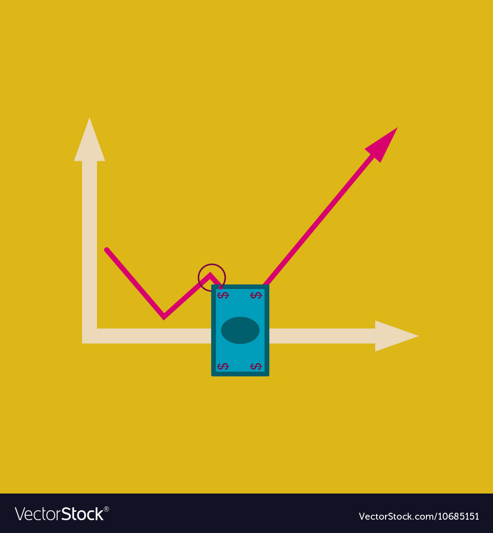 Flat web icon on stylish background money graph