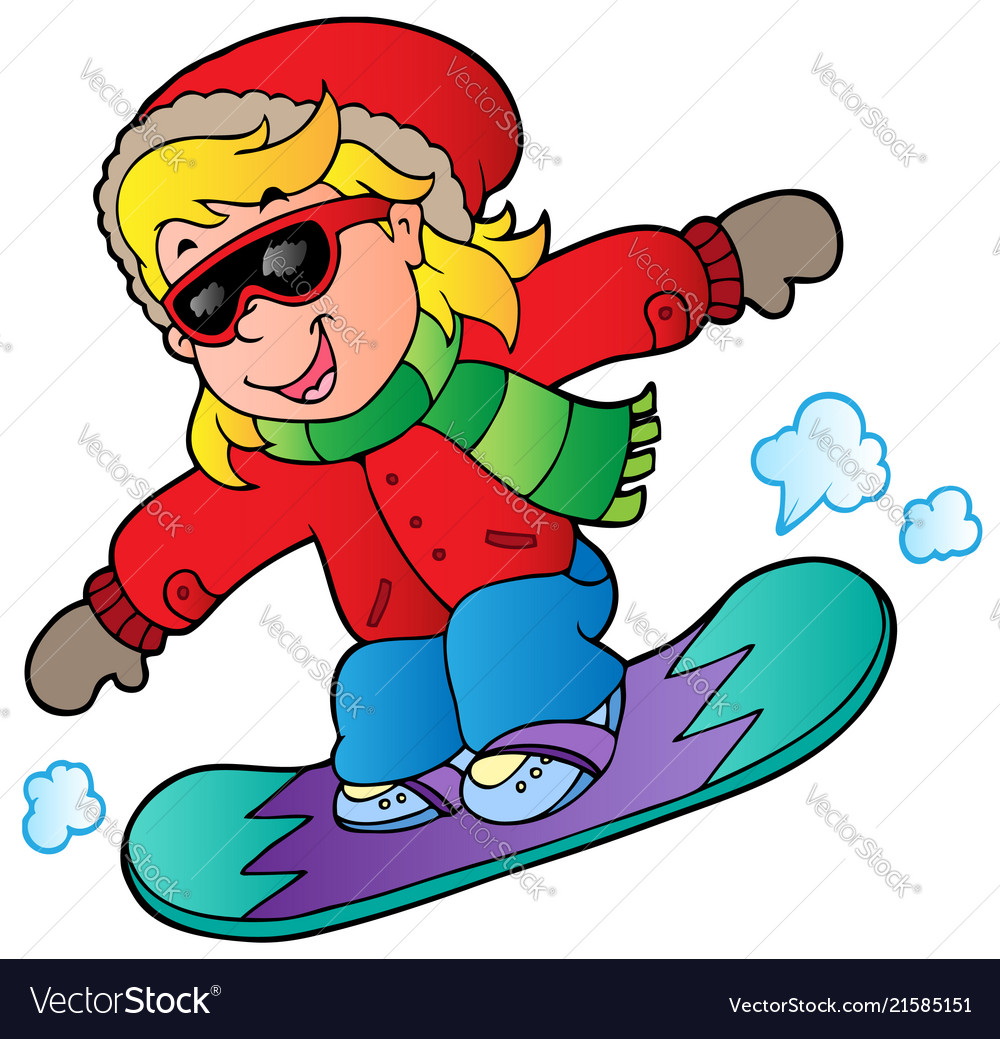 Girl on Snowboard - Winter Fun