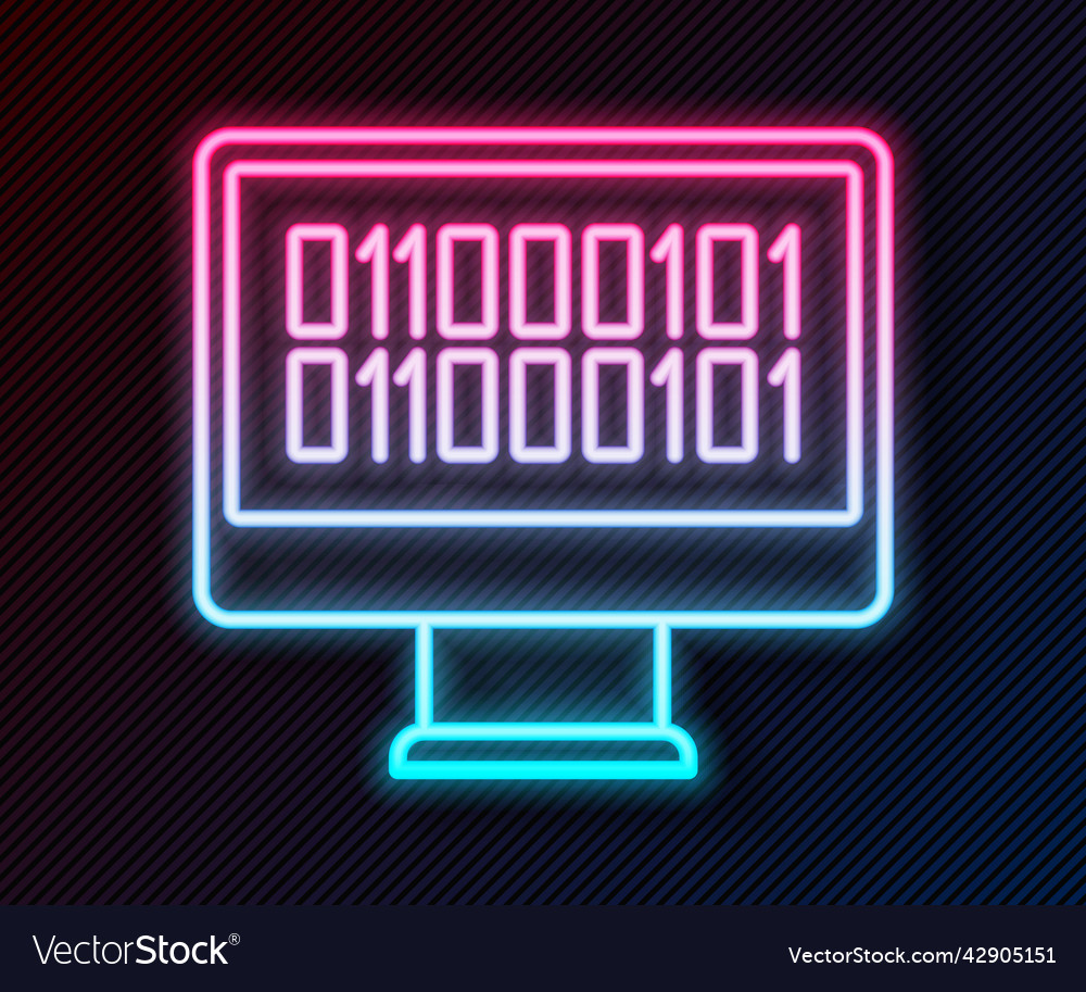 Glowing Neon Linie binären Code-Symbol isoliert vector image Glowing Neon Linie binären Code-Symbol isoliert