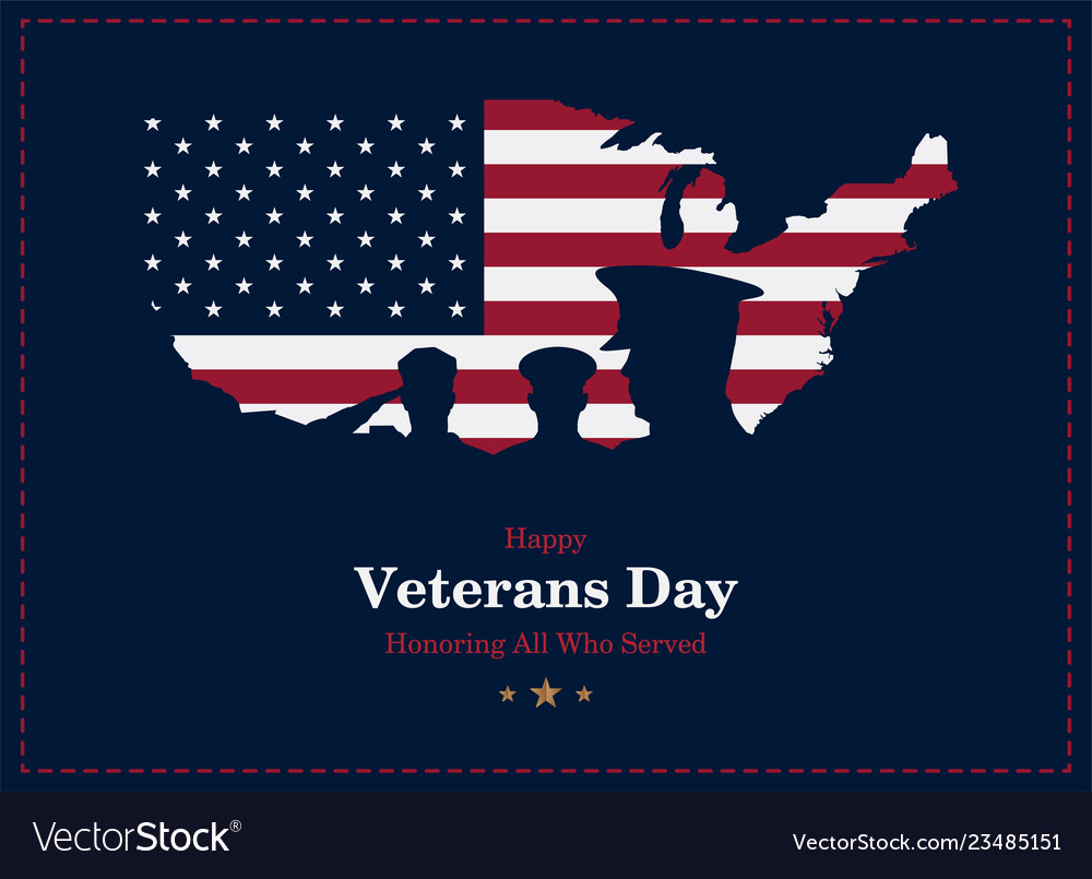 Happy veterans day greeting card with usa flag vector image Happy veterans day greeting card with usa flag