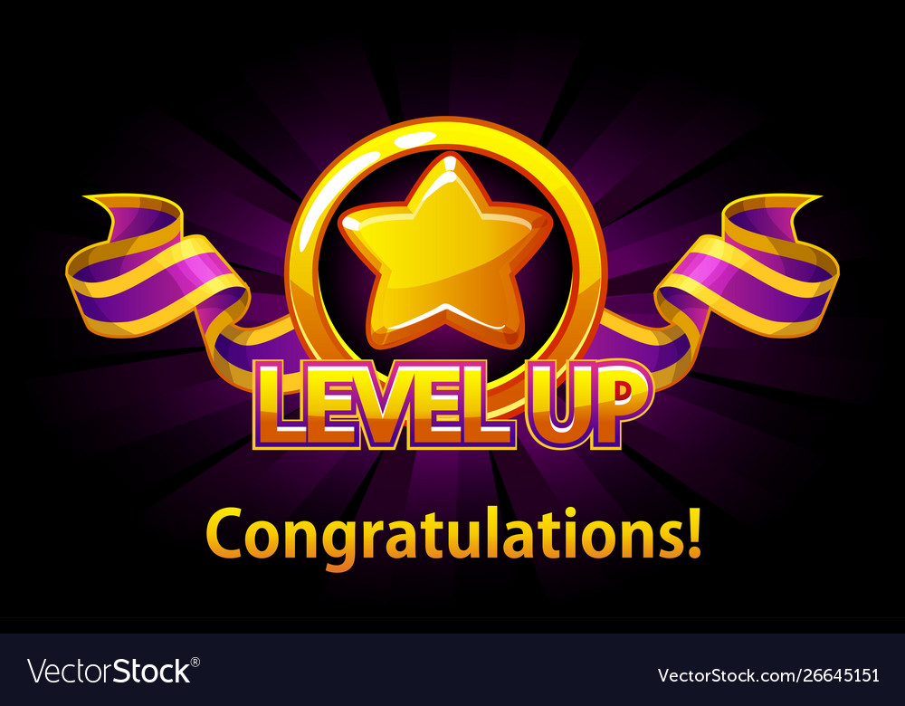 Level Up Icon Game Screen Royalty Free Vector Image