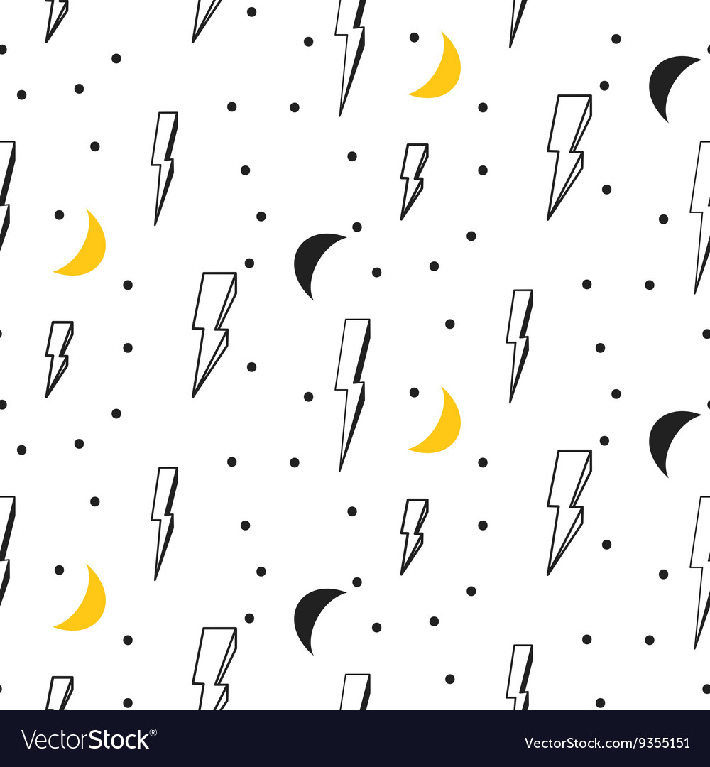 Lightning Moon Seamless Pattern