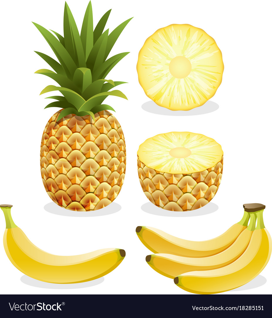 Pineapple and banana fruit Royalty Free Vector Image