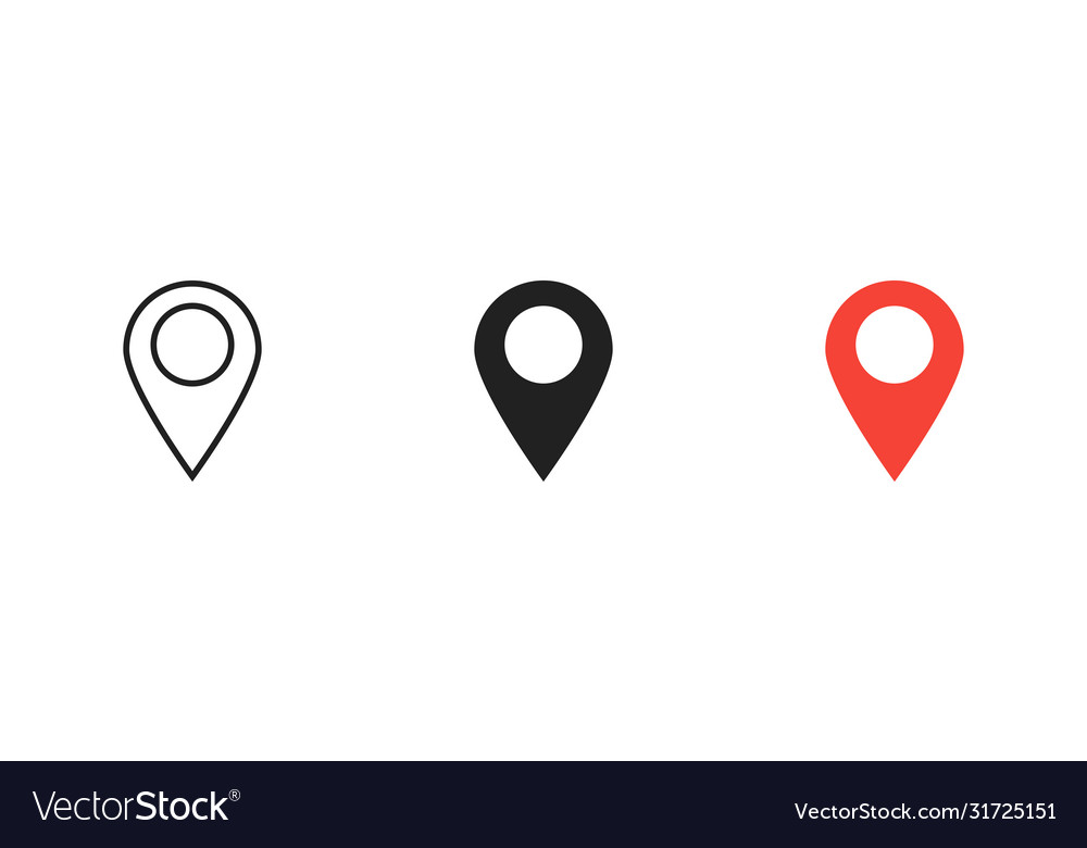 Pointer location set icon on white background vector image Pointer location set icon on white background